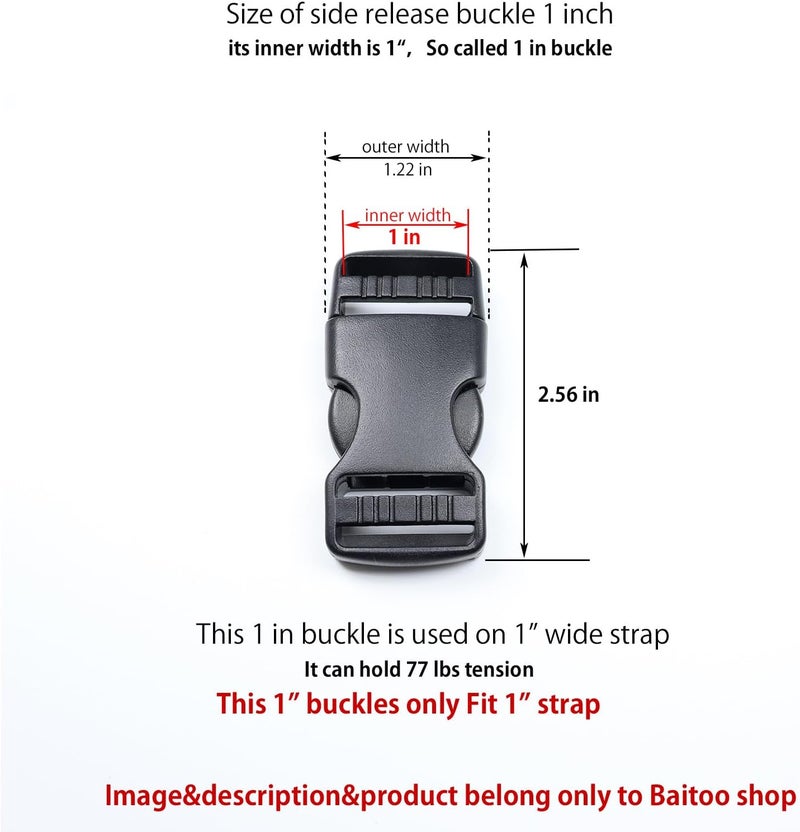 Baitoo Side Release Buckles Heavy Duty Plastic Buckle Snap Clips Clasps Backpack Buckle Replacement for Strap - Image 3